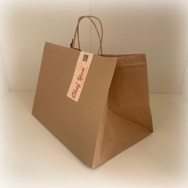 Papírová taška menubox hnědá, kroucené ucho, 320×220×240mm